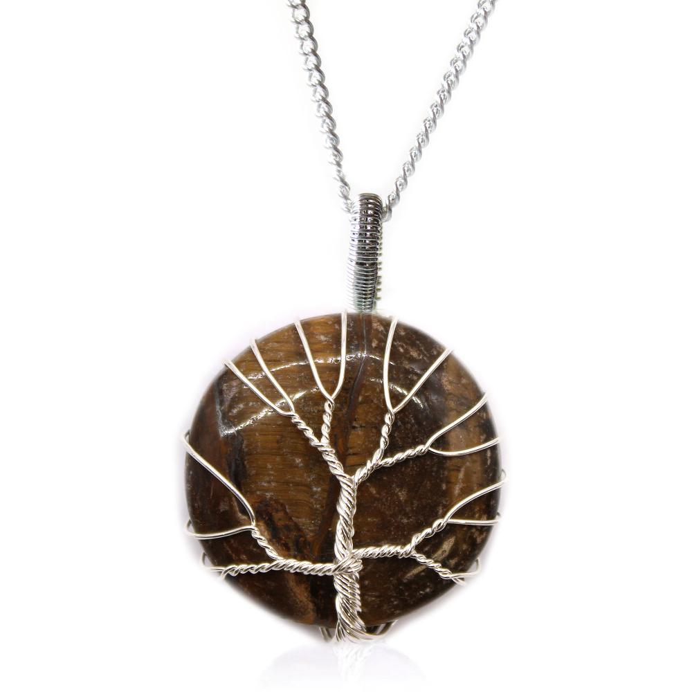 ancient wisdom Tree of Life Gemstone Necklace - Tiger Eye