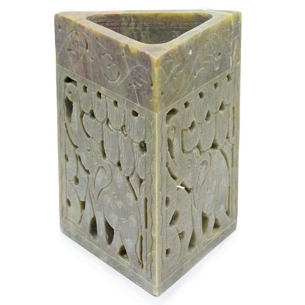 ancient wisdom Triangle Soapstone Oil Burner 11x9cm - Elephant