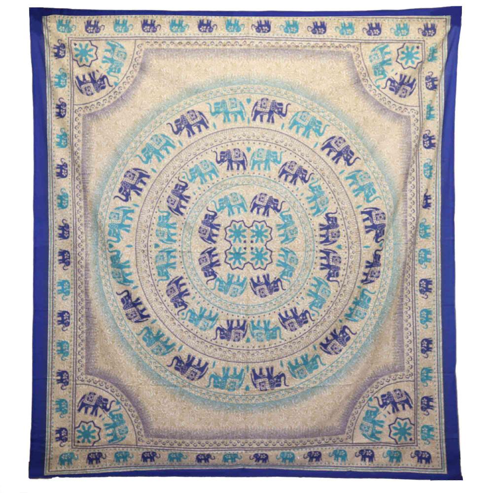 ancient wisdom Wall Hanging / Spread - Elephant Mandala - Blues