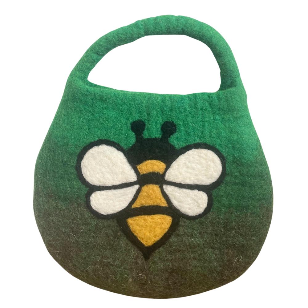 Ancient Wisdom Water Felted Bee Bag - One Handle With Magnet - Garden Greens