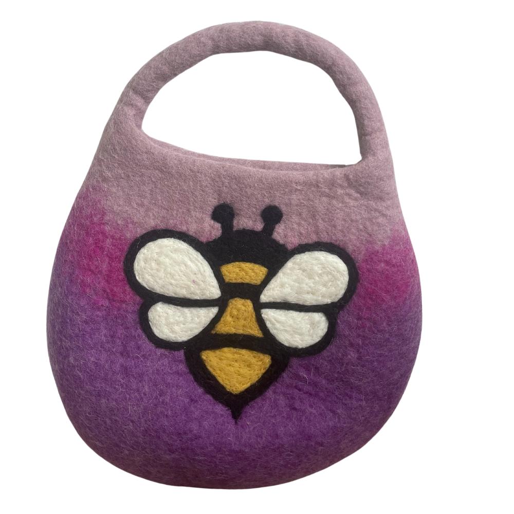 Ancient Wisdom Water Felted Bee Bag - One Handle With Magnet - Lavender Shades
