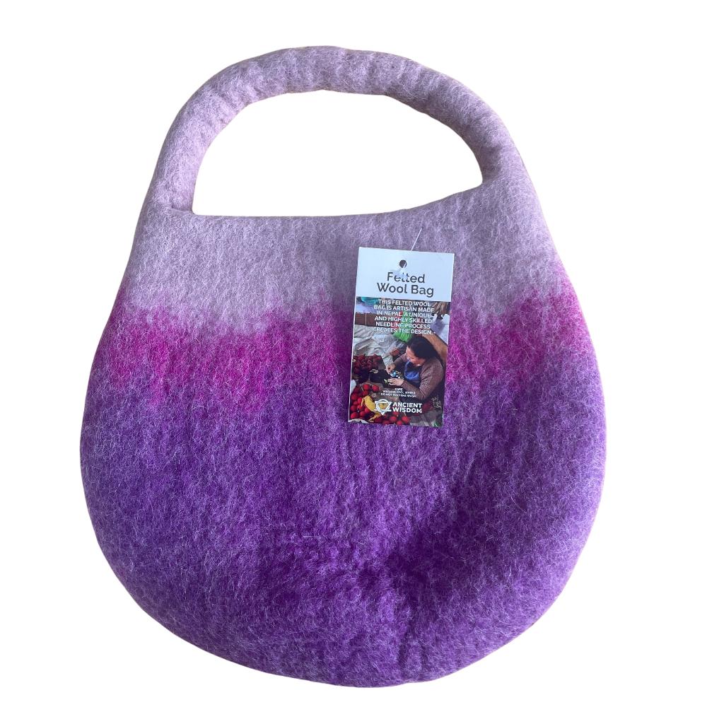 Ancient Wisdom Water Felted Bee Bag - One Handle With Magnet - Lavender Shades