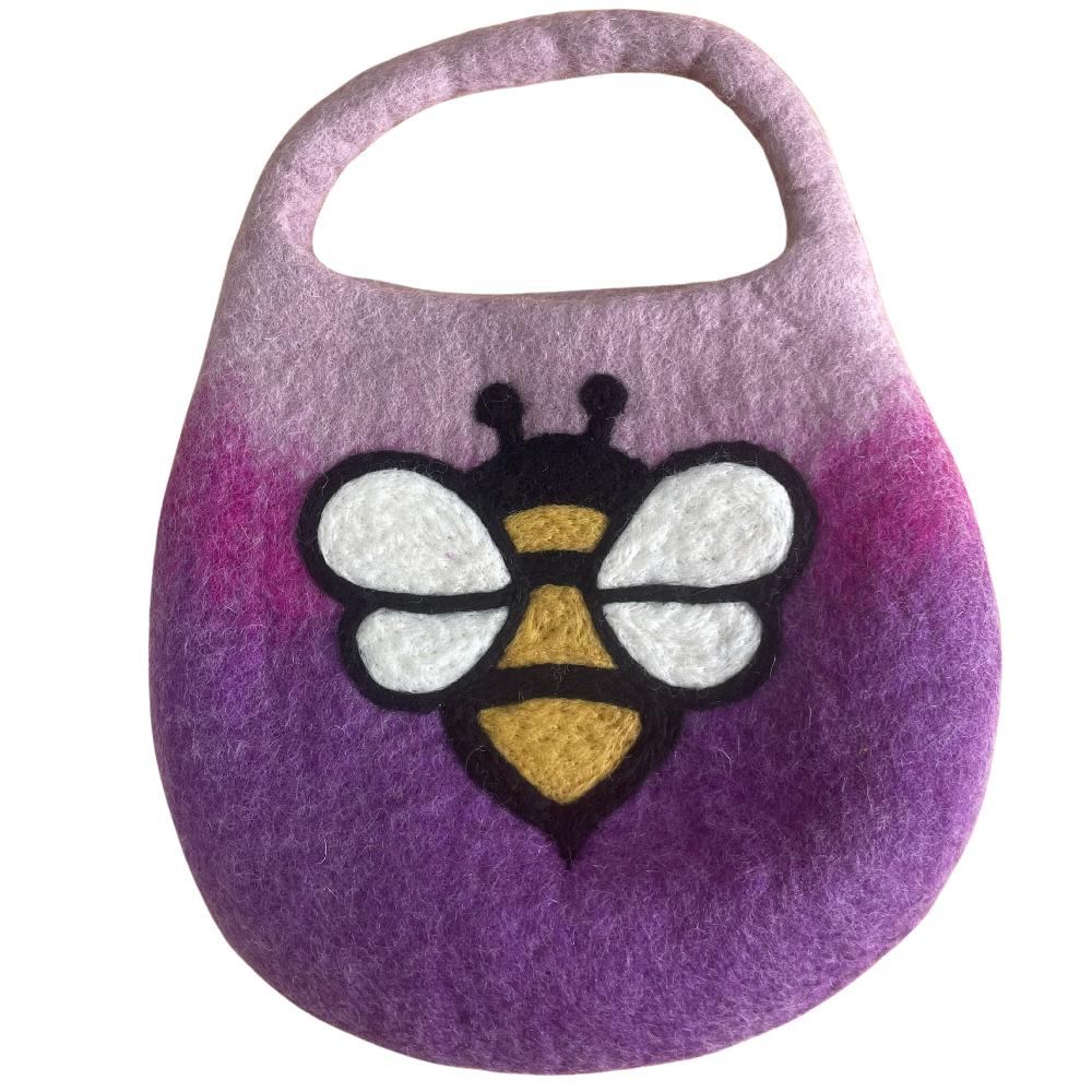 Ancient Wisdom Water Felted Bee Bag - One Handle With Magnet - Lavender Shades