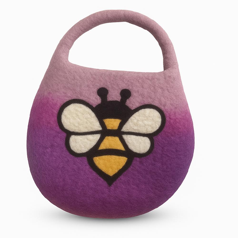 ancient wisdom Water Felted Bee Bag - One Handle with Magnet - Lavender Shades