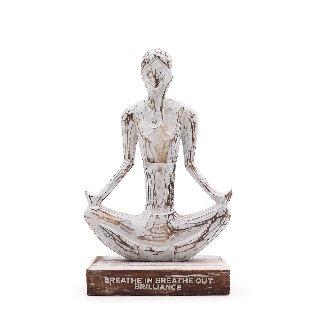 ancient wisdom Wooden Yoga Lady - Whitewash - Easy Pose