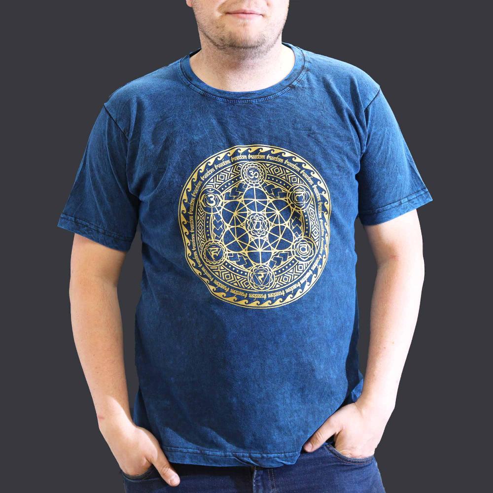 ancient wisdom XLarge Stone Washed T-Shirt - Chakra - Blue