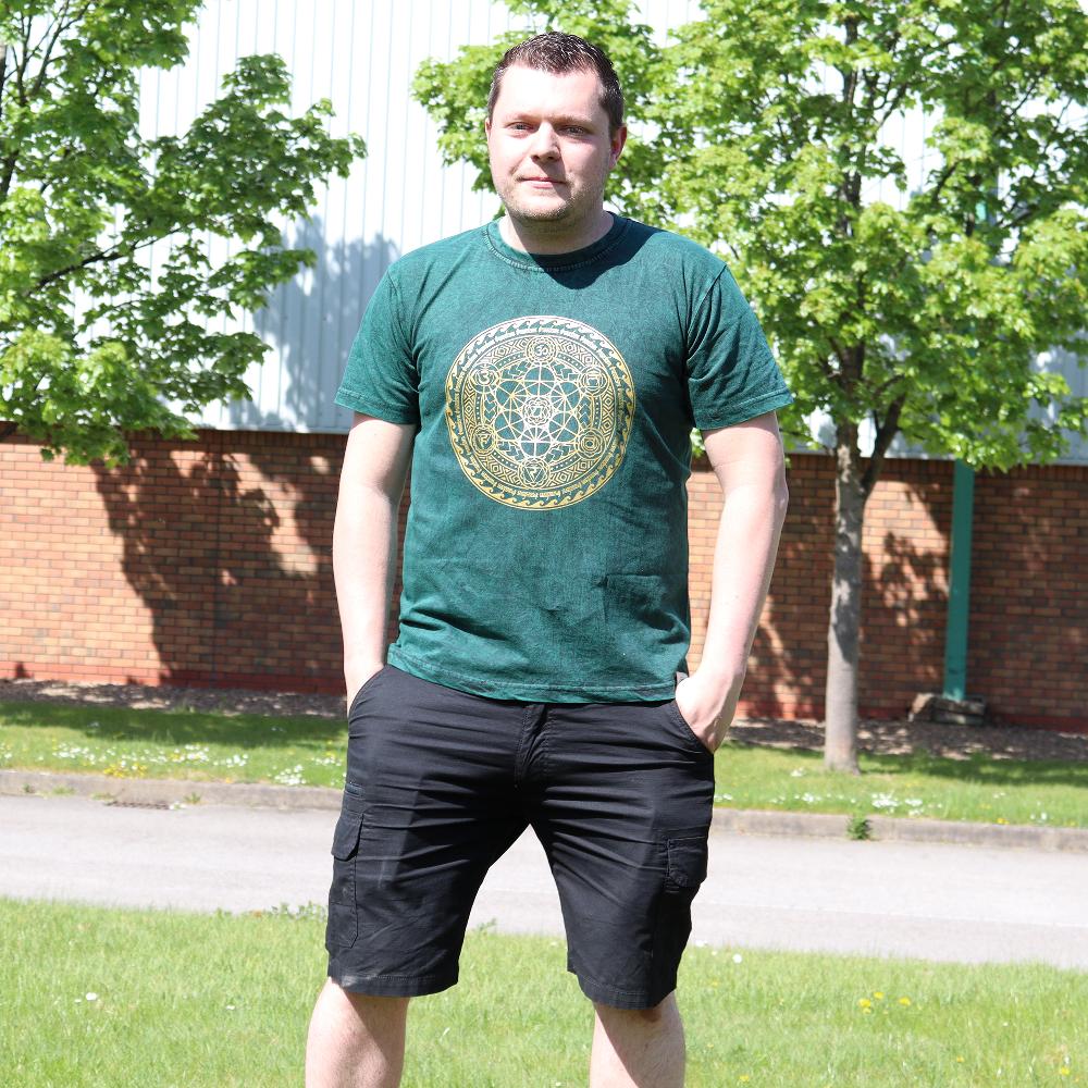 Ancient Wisdom XLarge Stone Washed T-Shirt - Chakra - Green