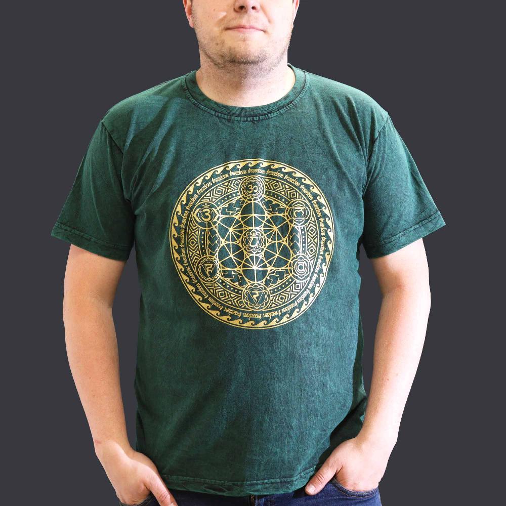 ancient wisdom XLarge Stone Washed T-Shirt - Chakra - Green