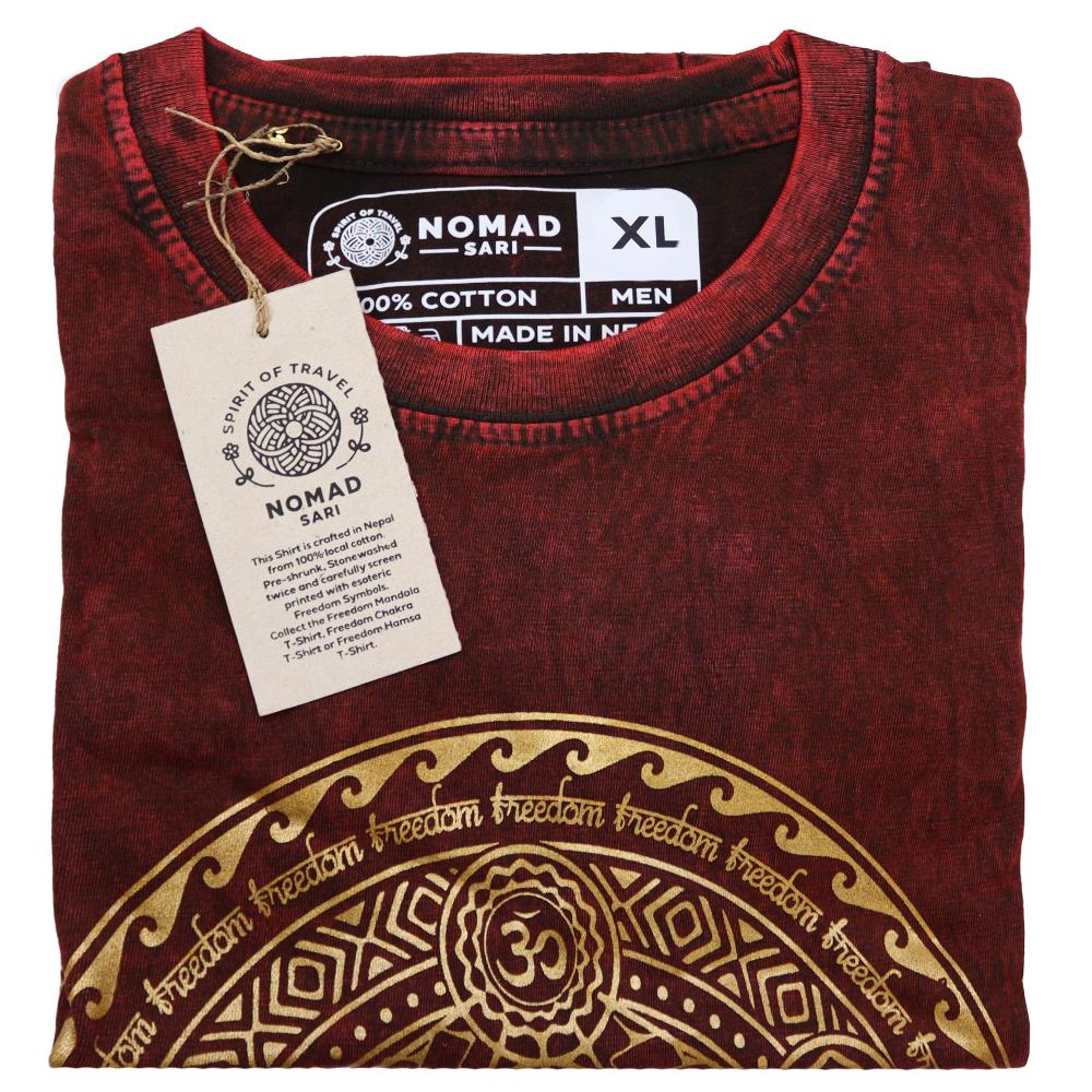 Ancient Wisdom XLarge Stone Washed T-Shirt - Chakra - Maroon