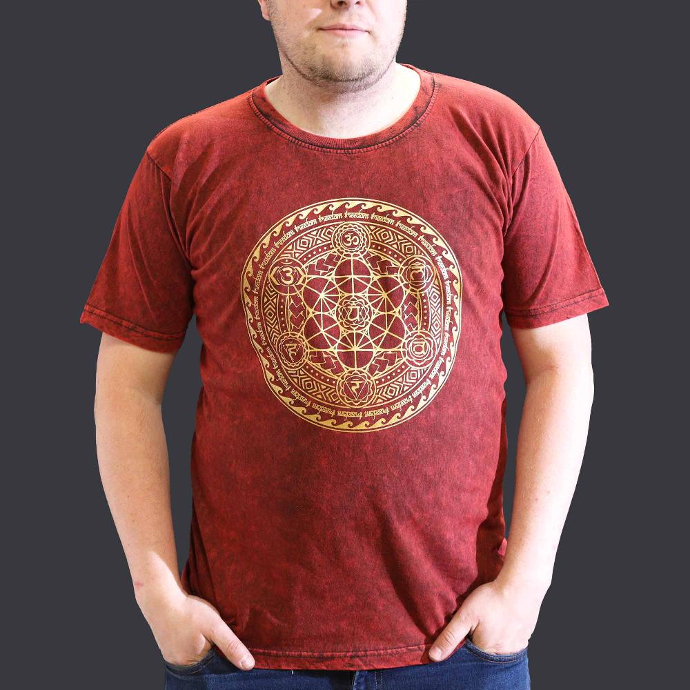 ancient wisdom XLarge Stone Washed T-Shirt - Chakra - Maroon