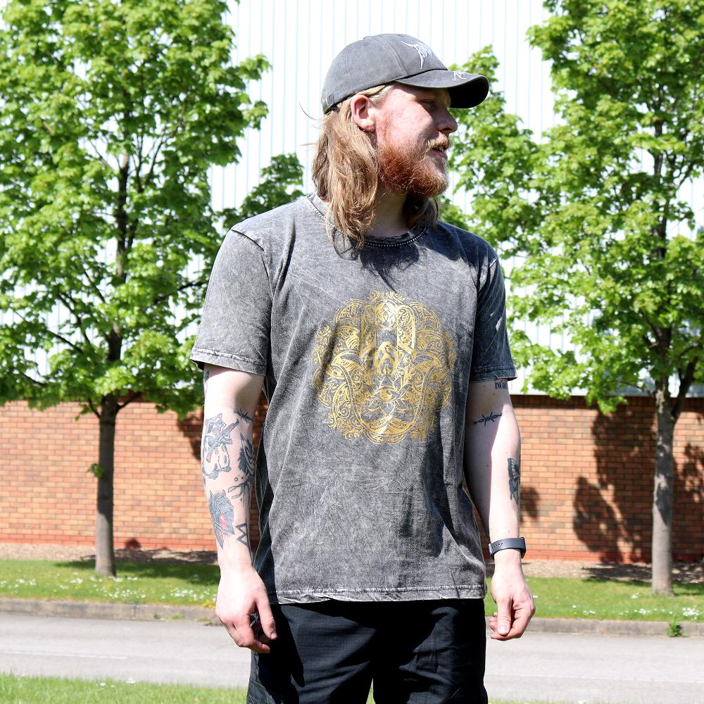 Ancient Wisdom XLarge Stone Washed T-Shirt - Hamsa - Dark Grey