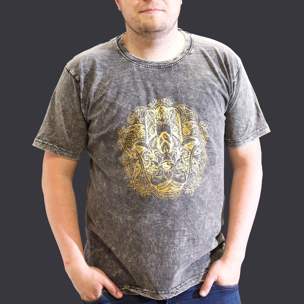 Ancient Wisdom XLarge Stone Washed T-Shirt - Hamsa - Dark Grey
