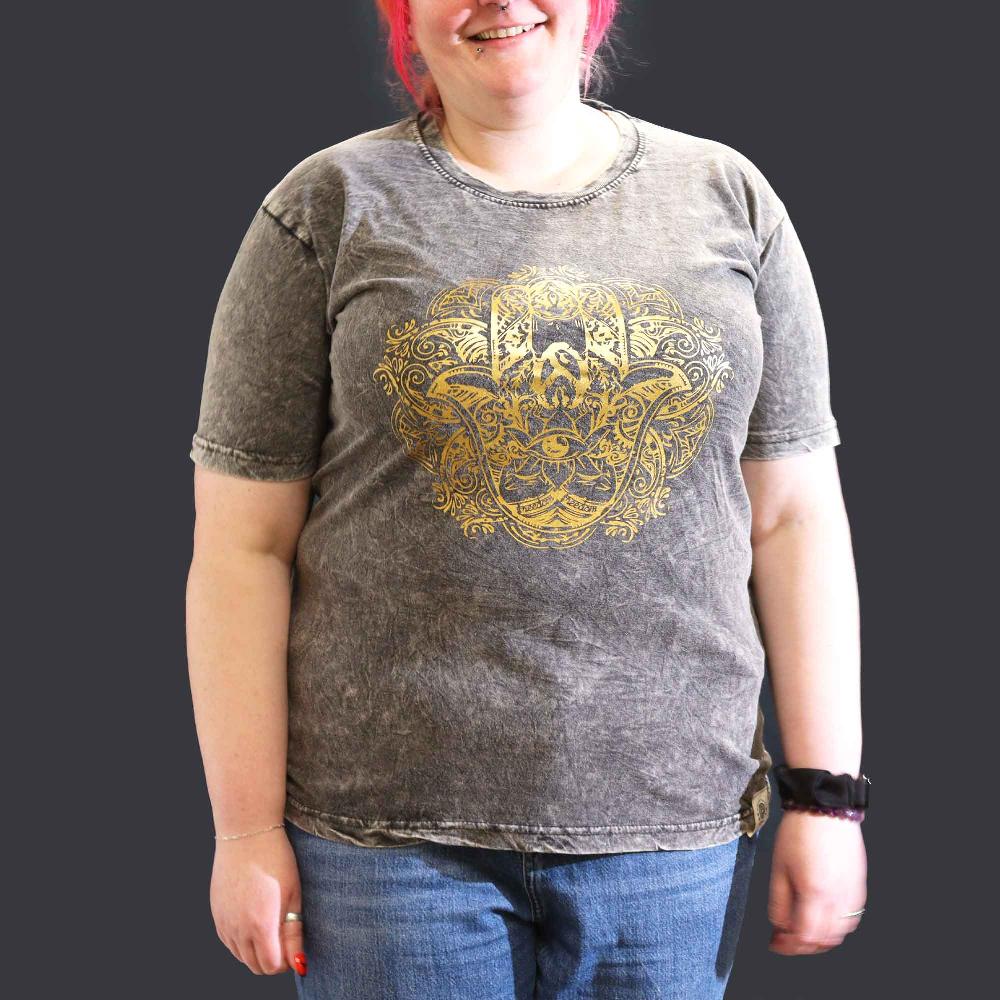 ancient wisdom XLarge Stone Washed T-Shirt - Hamsa - Dark Grey