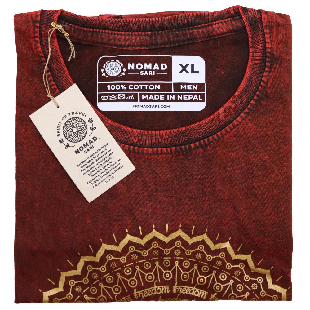 Ancient Wisdom XLarge Stone Washed T-Shirt - Hamsa - Maroon