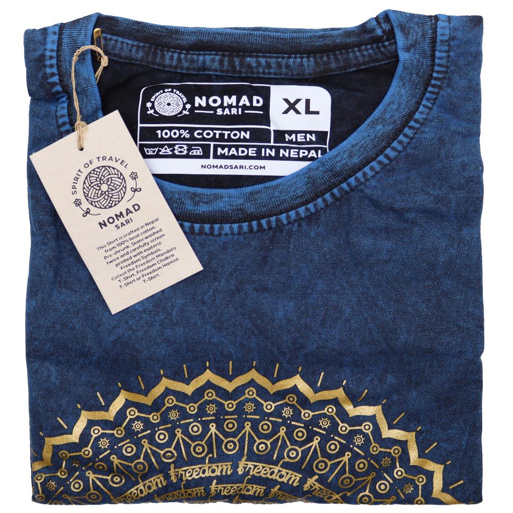 Ancient Wisdom XLarge Stone Washed T-Shirt - Mandala - Blue