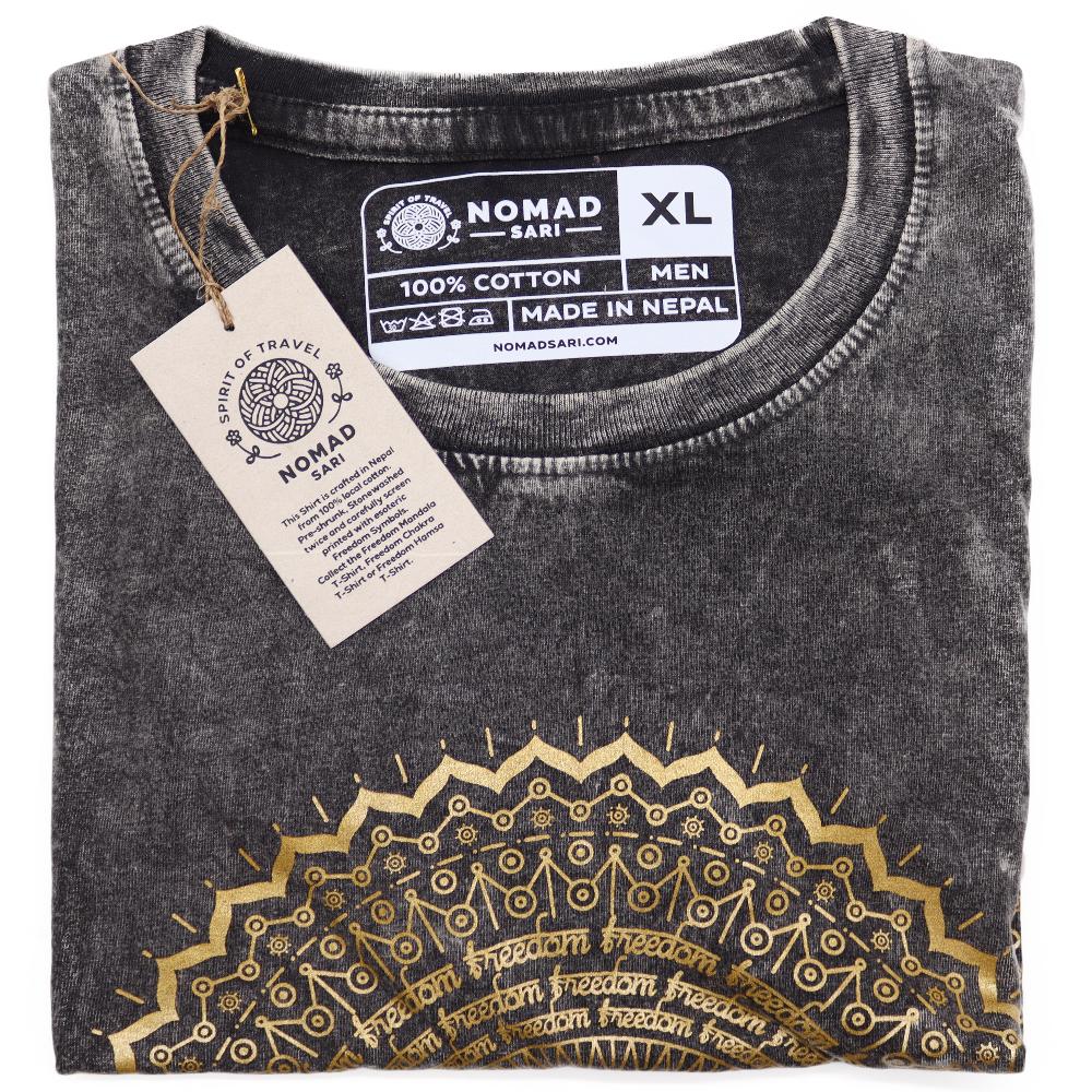 Ancient Wisdom XLarge Stone Washed T-Shirt - Mandala - Dark Grey