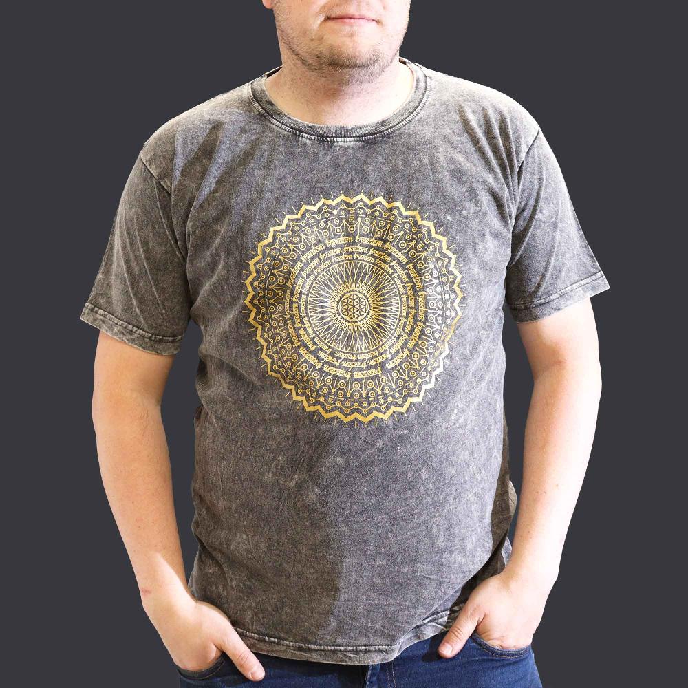 ancient wisdom XLarge Stone Washed T-Shirt - Mandala - Dark Grey