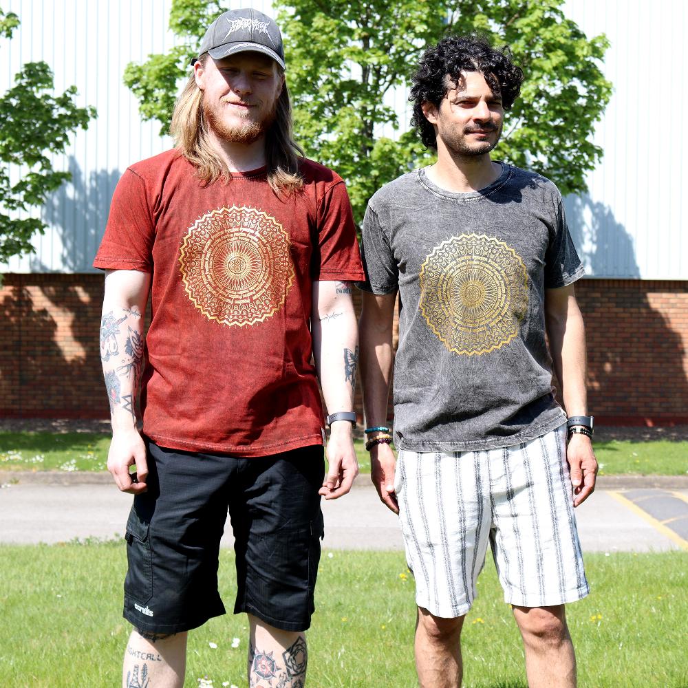 Ancient Wisdom XLarge Stone Washed T-Shirt - Mandala - Maroon