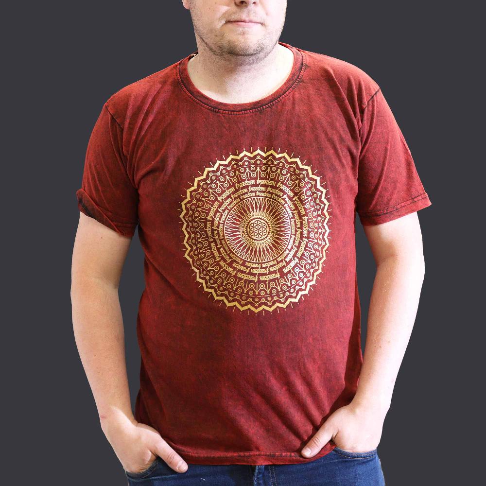ancient wisdom XLarge Stone Washed T-Shirt - Mandala - Maroon