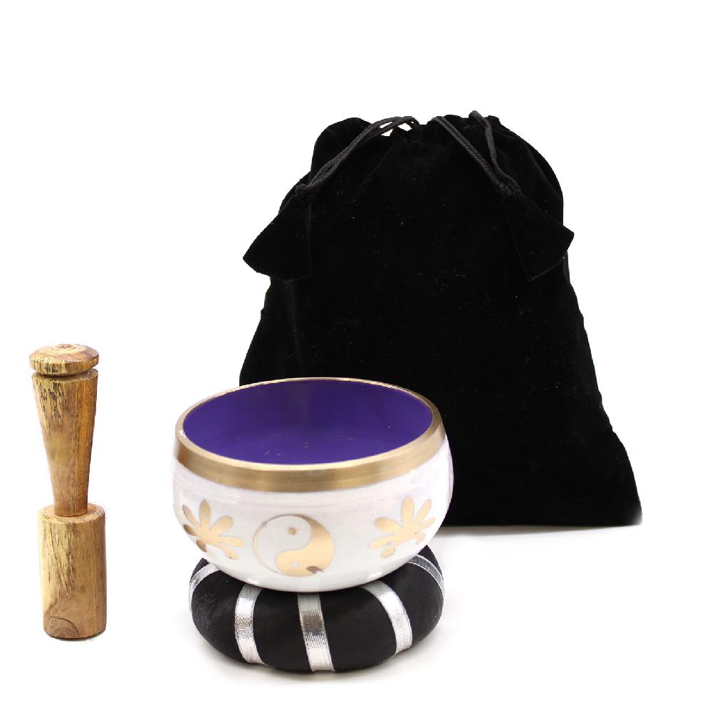 Ancient Wisdom Yin & Yang Singing Bowl Set- White/Purple 10.7cm