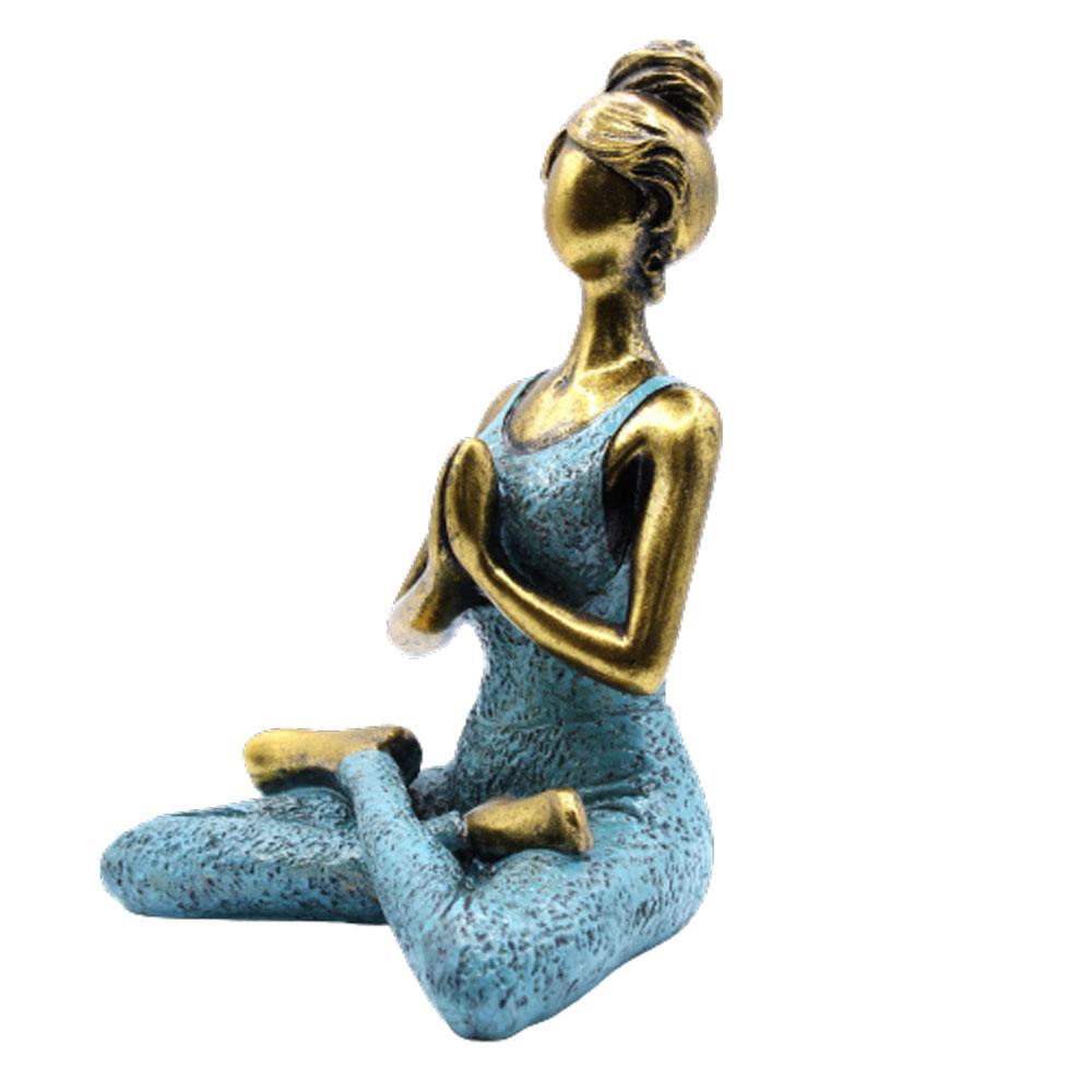 Ancient Wisdom Yoga Lady Figure - Bronze & Turqoise 24cm