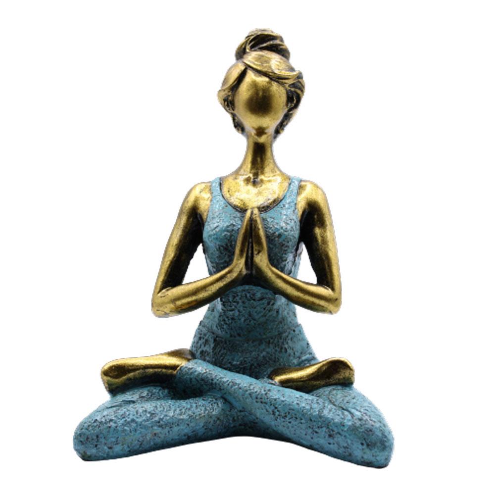 ancient wisdom Yoga Lady Figure - Bronze & Turqoise 24cm