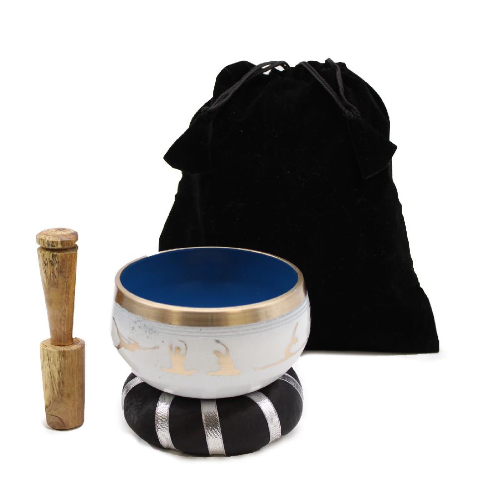 Ancient Wisdom Yoga Moves Singing Bowl Set- White/Blue 10.7cm