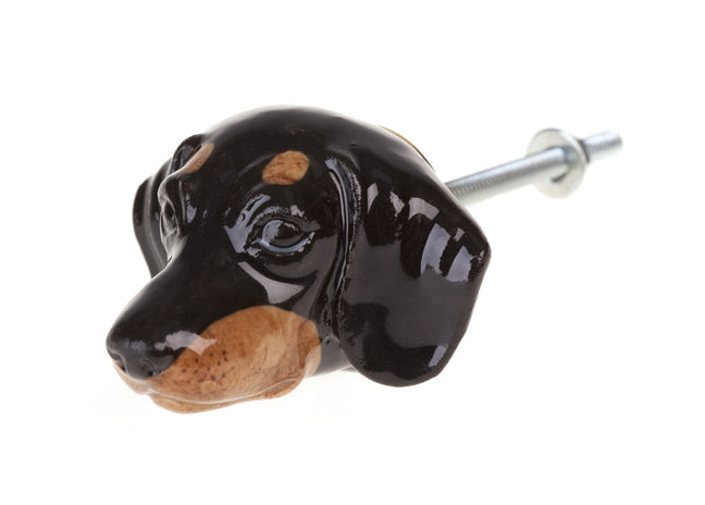 and mary Black Dachshund Head Doorknob