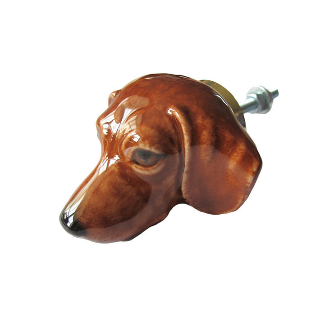 and mary Brown Dachshund Head Doorknob