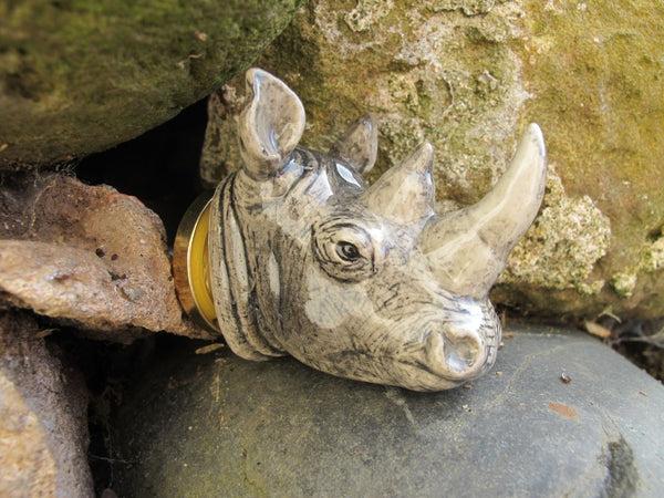And Mary Grey Rhino Head Doorknob