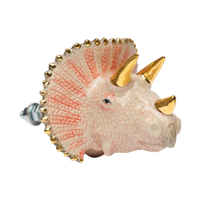 and mary Peach & Gold Triceratops Doorknob