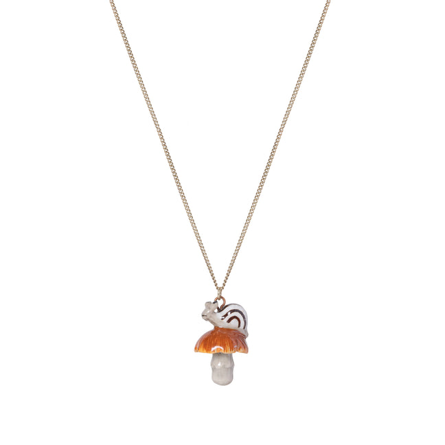 and mary Snail & Brown Toadstool Necklace