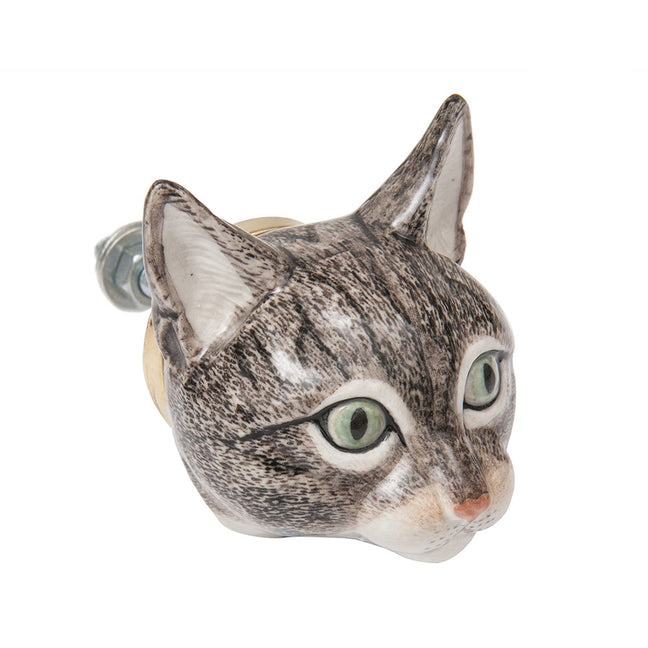 and mary Tabby Cat Doorknob
