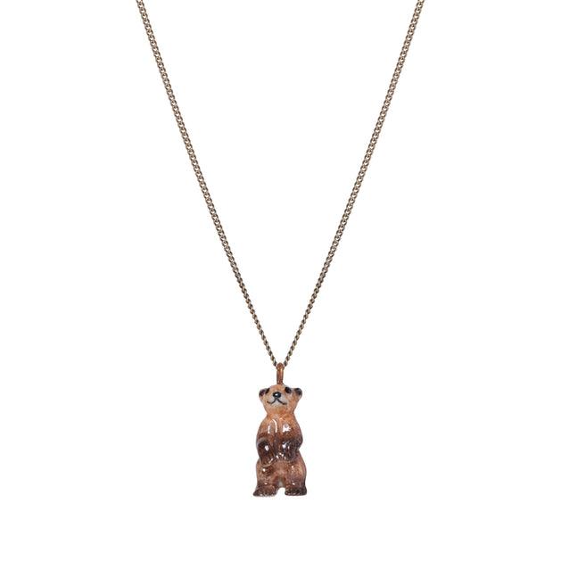 and mary Tiny Standing Brown Bear Necklace