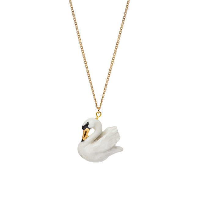 and mary White and Gold Swan Necklace
