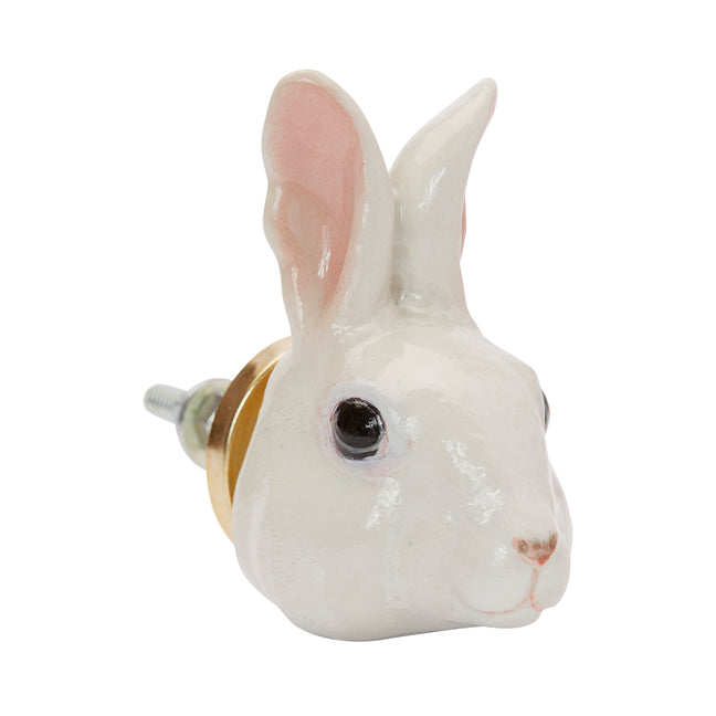 and mary White Bunny Rabbit Head Doorknob