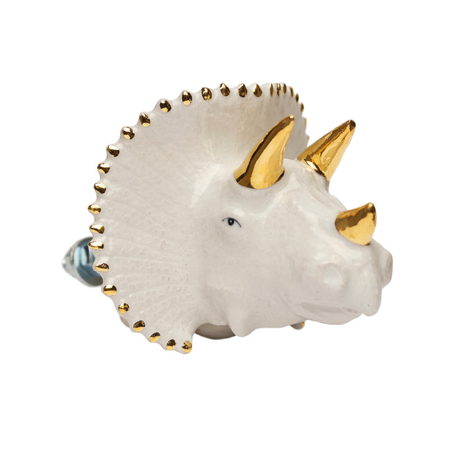 and mary White & Gold Triceratops Doorknob