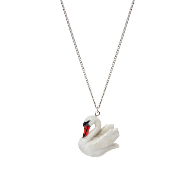 and mary White Swan Necklace