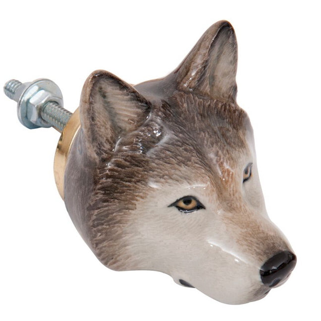 and mary Wolf Head Doorknob