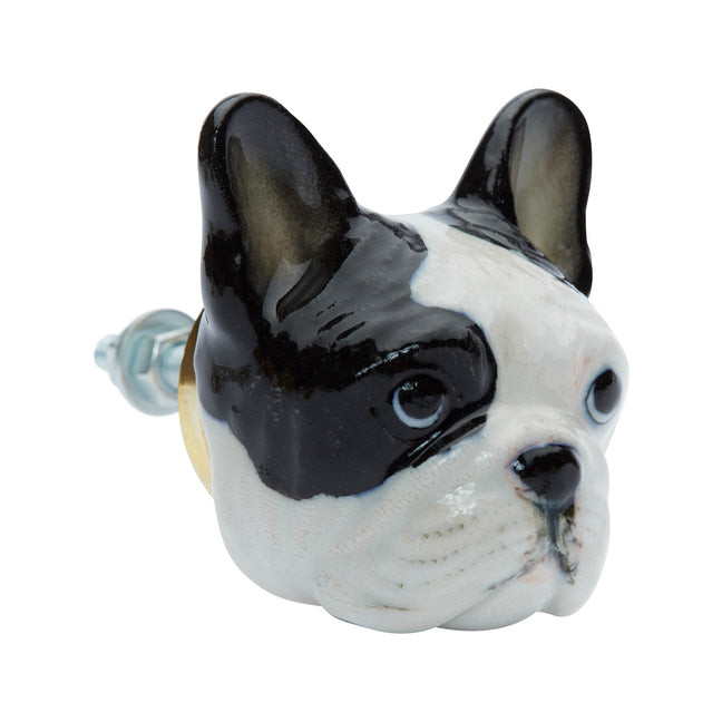 and mary Black and White French Bulldog Head Doorknob