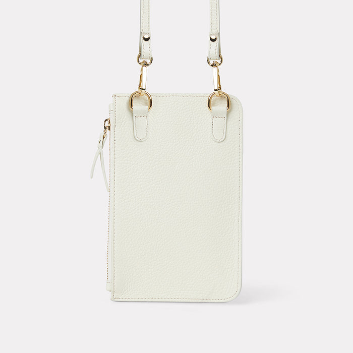 André Assous Amira Cream Leather Crossbody Phone Case