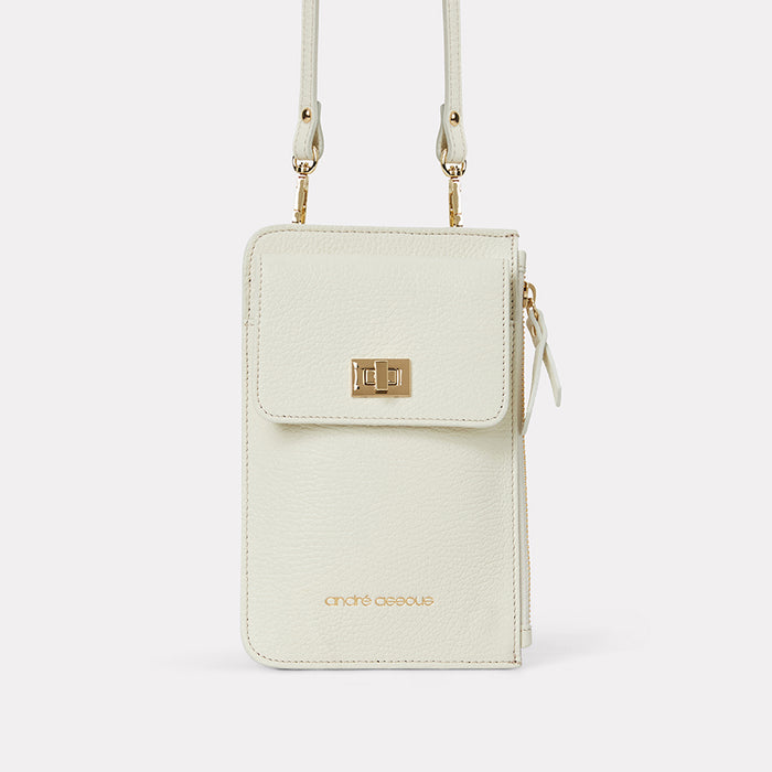 andré assous Amira Cream Leather Crossbody Phone Case