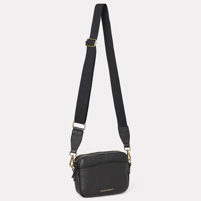 André Assous Amelia Black Leather Crossbody Bag
