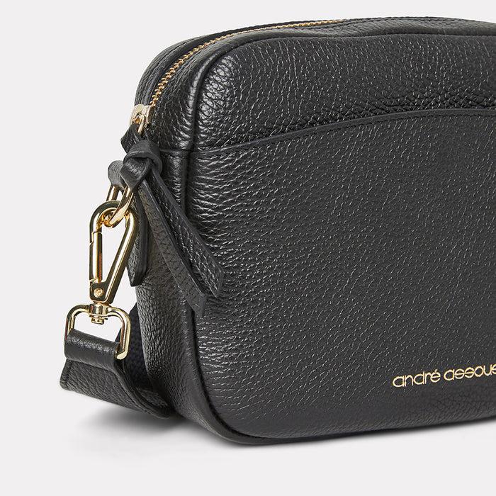 André Assous Amelia Black Leather Crossbody Bag