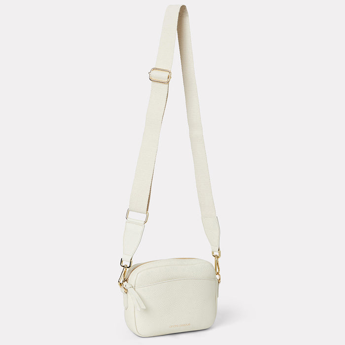 André Assous Amelia Cream Leather Crossbody Bag