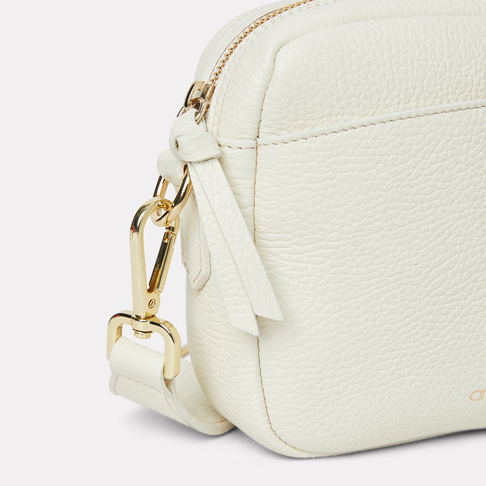 André Assous Amelia Cream Leather Crossbody Bag