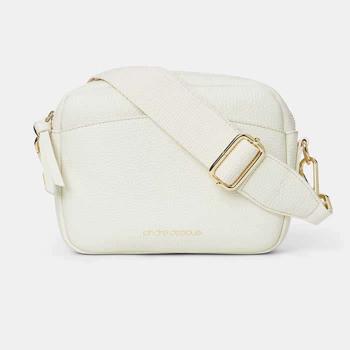andré assous Amelia Cream Leather Crossbody Bag