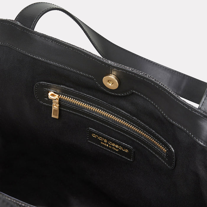 André Assous Atlas Black Raffia Tote Bag