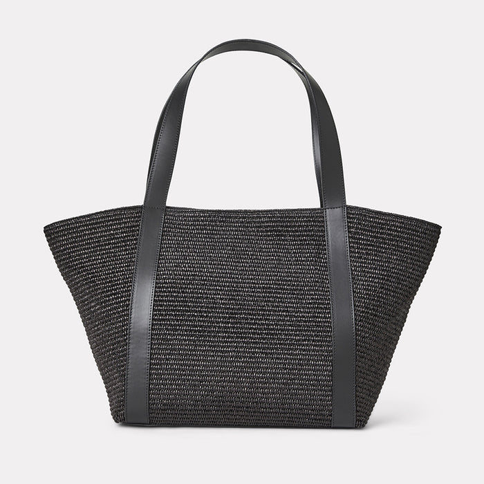 André Assous Atlas Black Raffia Tote Bag