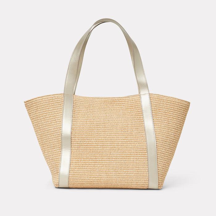André Assous Atlas Natural Platino Raffia Tote Bag